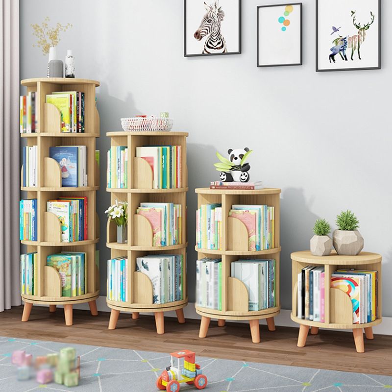 Solid Wood Bookshelf Contemporary Style Natural Bookcase for Home Office