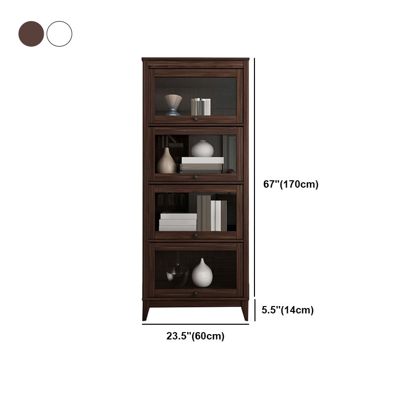 Contemporary Manufactured Wood Vertical Bookcase with Glass Doors