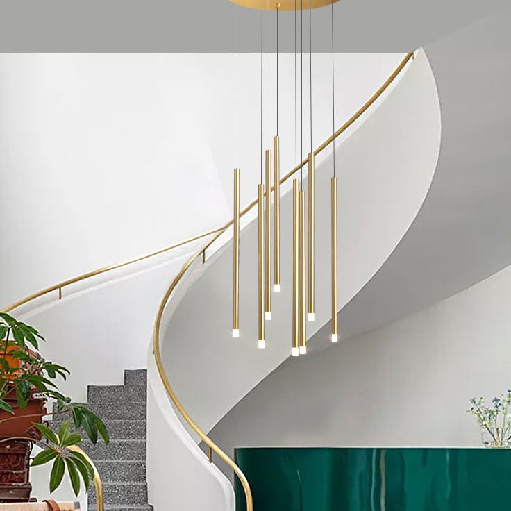 Metal Stick Shaped LED Pendant Simplicity Suspension Light Fixture for Spiral Stairs