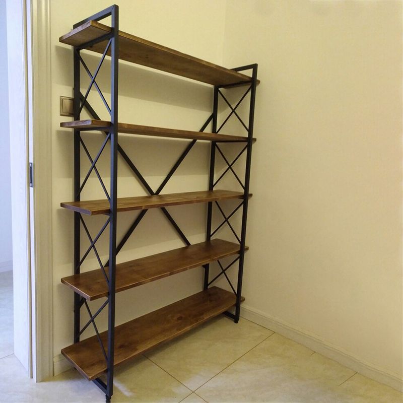 Industrial Style Etagere Bookshelf Open Shelf Bookcase with Rectangular Shelves