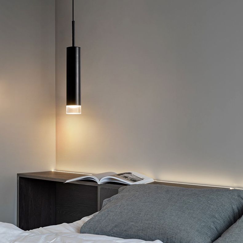 Lampe suspendue à LED cylindroïde en aluminium dans la simplicité moderne pendentif acrylique pour les espaces intérieurs