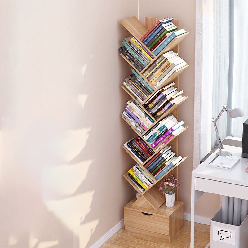 Scandinavian Style Shelf Bookcase Closed Back Bookcase for Office and Home