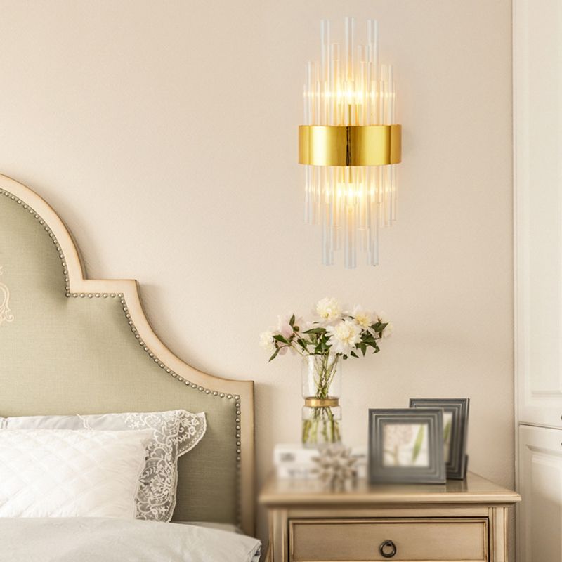Modern Wall Sconce Light Simple Wall Light Fixture with Crystal Shade for Bedroom