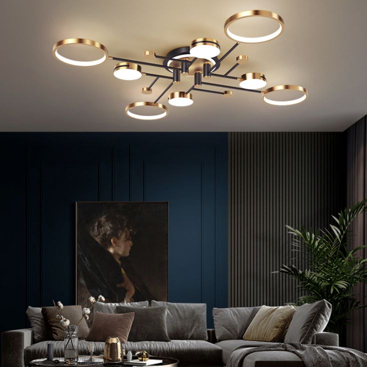 New Modern Metal Flush Light Sputnik Semi Flush Ceiling Light Fixtures for Living Room