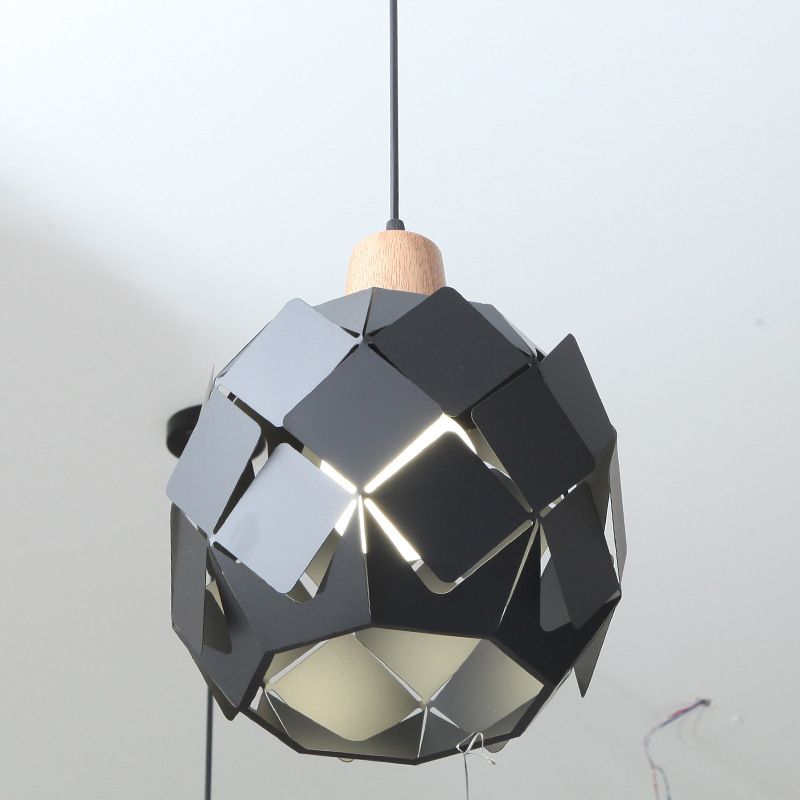 Contemporáneo 1 iluminación colgante de luz con tono de metal azul/negro/blanco lámpara colgante de globo