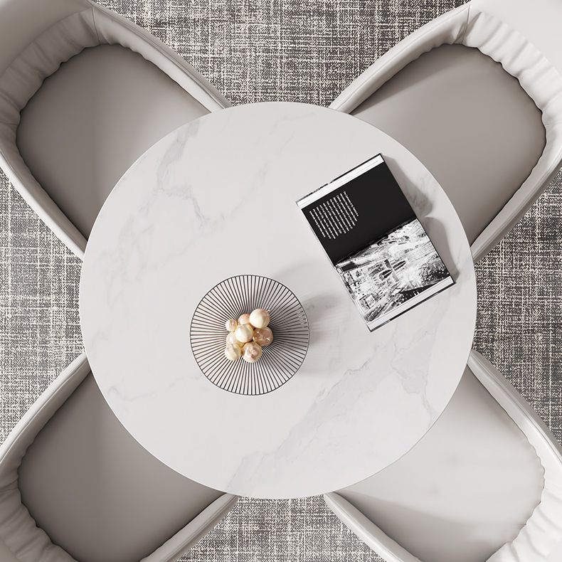 Glam Round Dining Set 1/2/3 Pcs Sintered Stone Dining Table with Armless Chairs