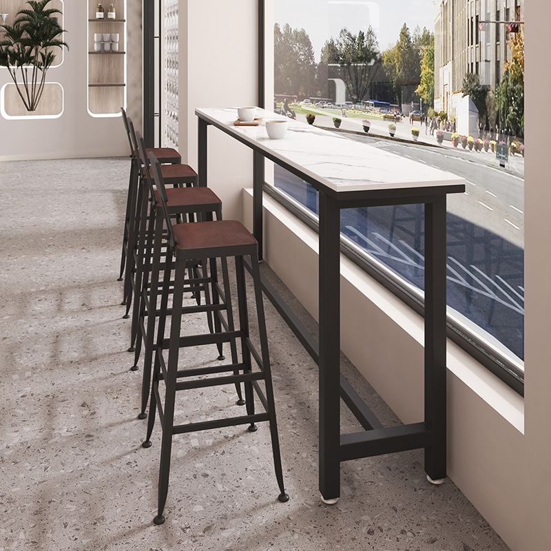 Modern 1/5 Pieces Bar Table Set Rectangle Stone Counter Table with Stools for Cafe