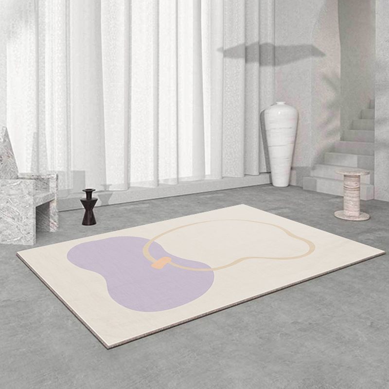 Nordic Color Block Rug Polyester Washable Carpet with Anti-Slip Backing Rug