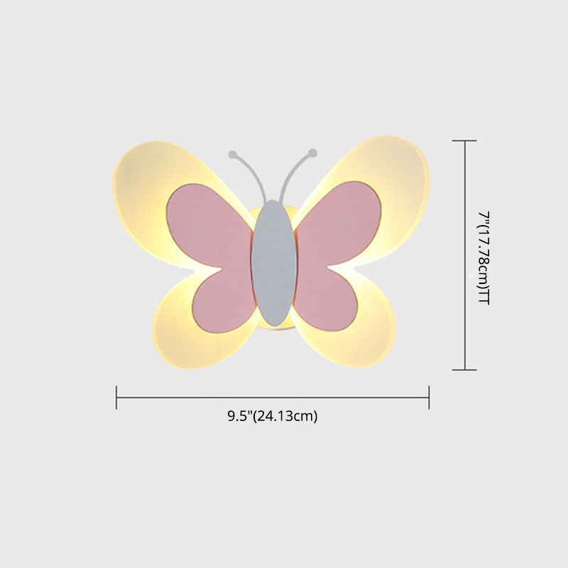 Cartoon Acrylic Wall Lighting 1-Light Butterfly Sconce Light for Children's Room