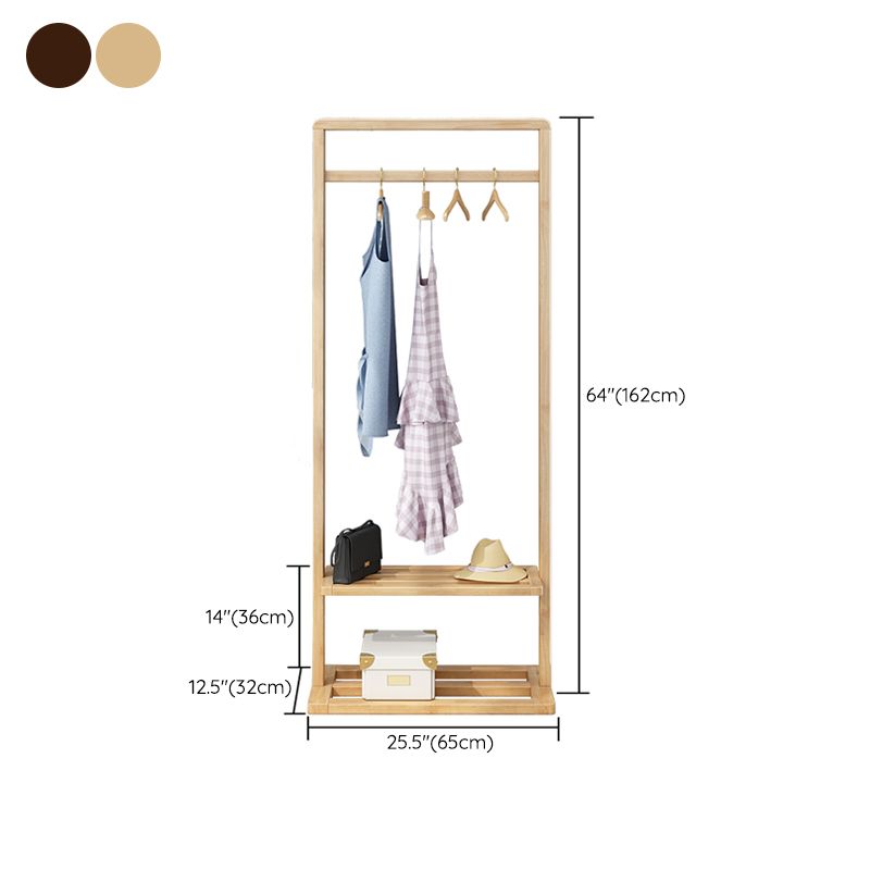Solid Wood Storage Armoire Modern Style Bedroom Wardrobe with Shelves