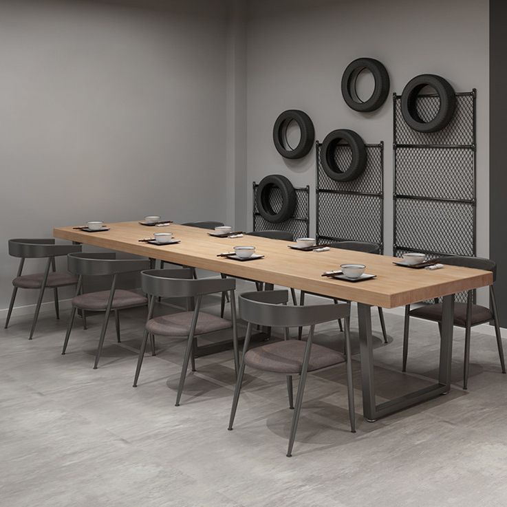 Industrial Solid Wood Dining Table Set 1/2/5 Pieces Rectangle Dining Set