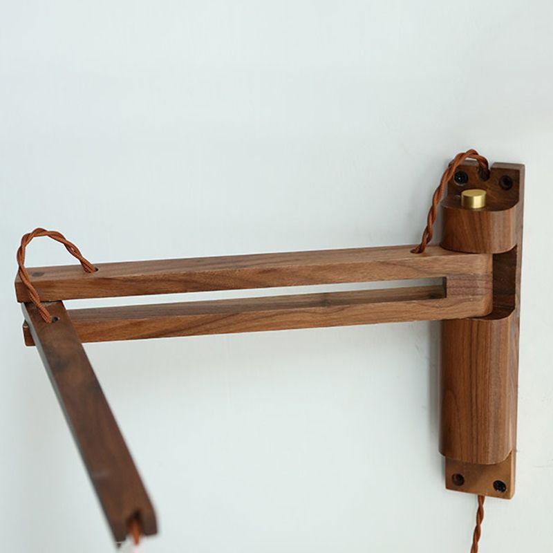 Iluminación de pared de doble brazo de madera estilo contemporáneo 1 lámpara de pared de luz