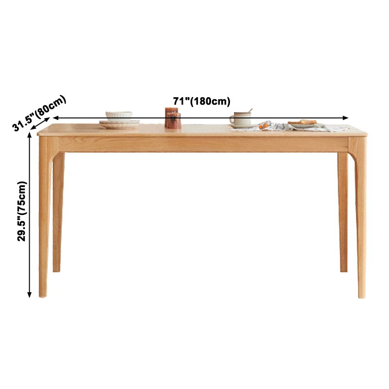 Rectangle Indoor Oak Wood Dining Table Modern Kitchen Table in Nature with 4 Legs