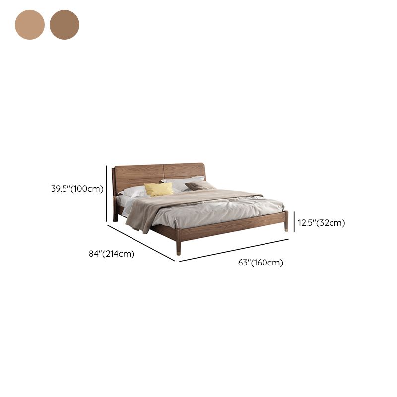 Solid Color Rectangular Panel Bed Panel Ash Standard Bed with Headboard