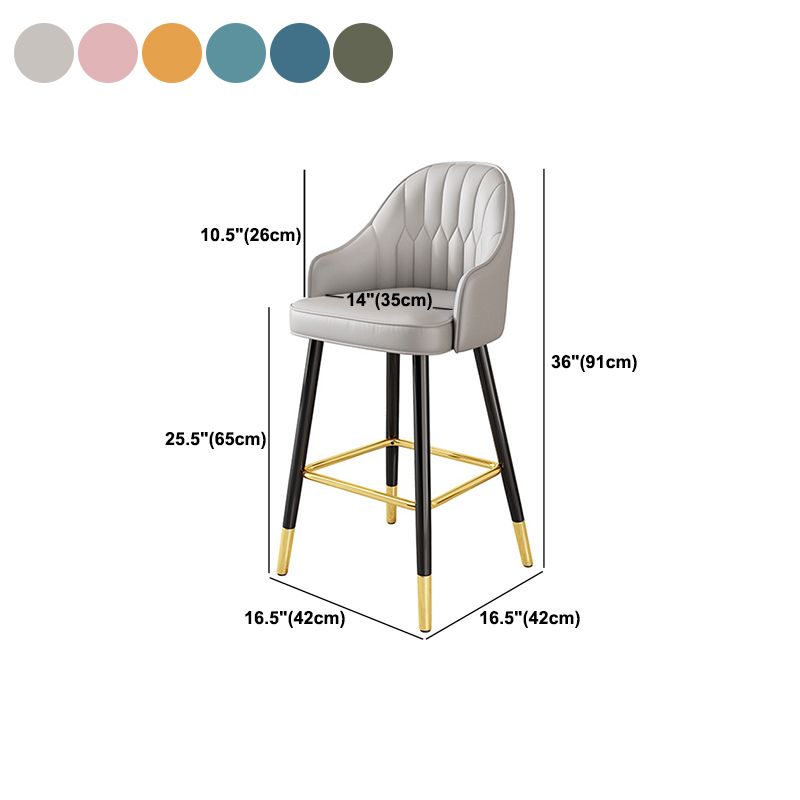 Glam Metal Stool PU Leather Barstools in Matte Finish for Indoor