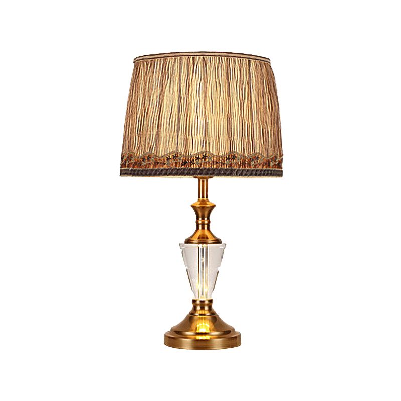 Fass Stoff Schreibtisch hell moderne 1 Kopfbraune Nachttischlampe mit metallischer Basis