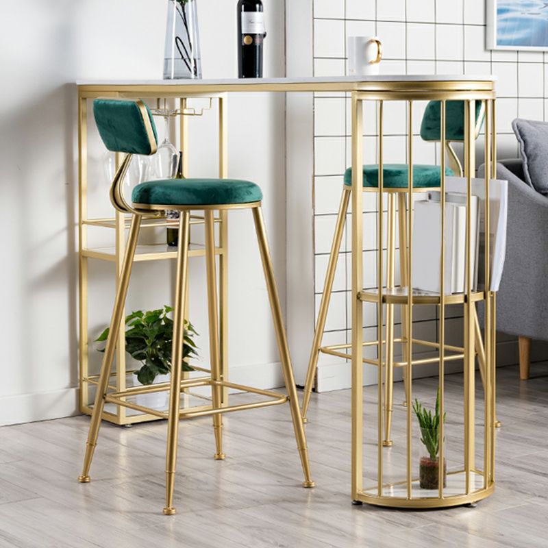 Round Low Back Dining Stools Armless Bar Stools with Metal Base