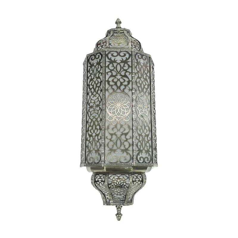 White Glass Half Cylinder Sconce Antiqued 4-Head Restaurant Wall Flush Mount Light