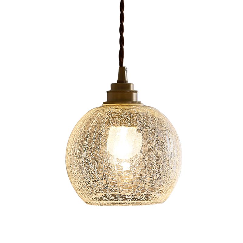 1 leichte kugelförmige Anhängerlampe Vintage Industrial Knistorte Glashängelampe für Wohnzimmer