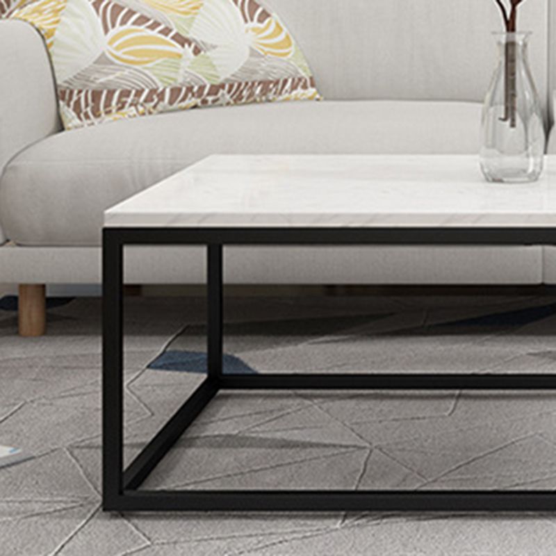 Marble Metal Frame Coffee Table Luxurious Rectangular Cocktail Table