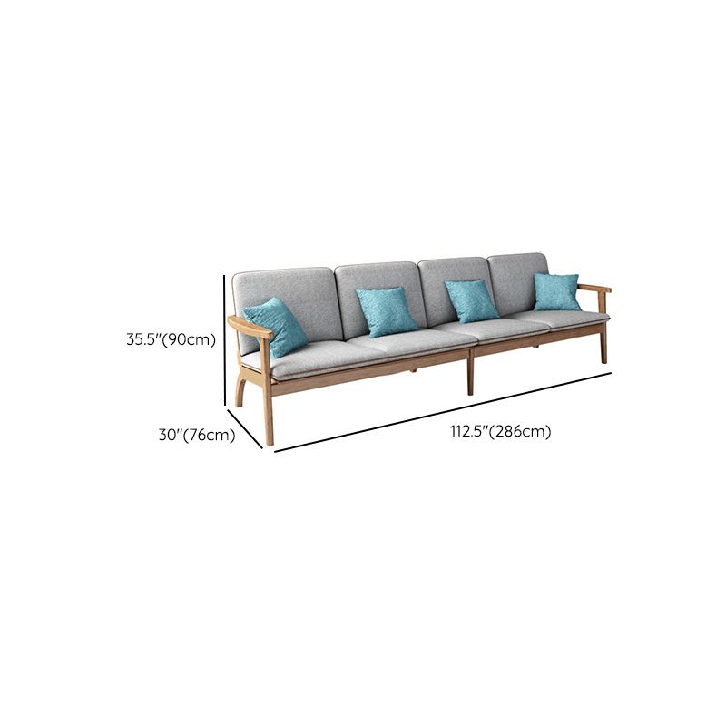 Fabric Sofa in Wooden with Wood Arm Contemporary Living Room Seating