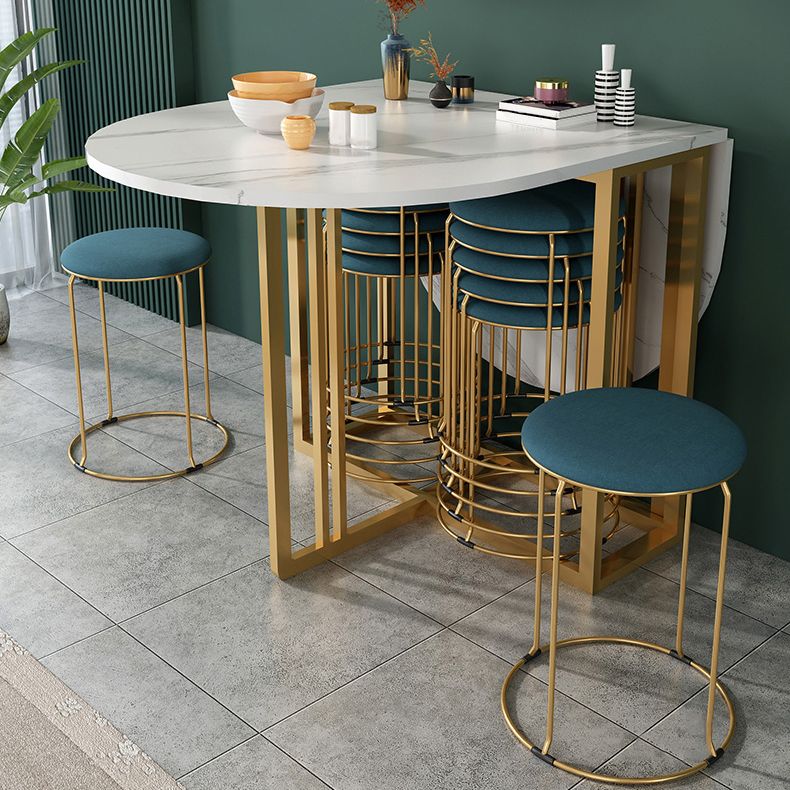 Moderne witte eettafel van gesinterd steen met neerklapbaar blad van 56,3 inch (alleen tafel)
