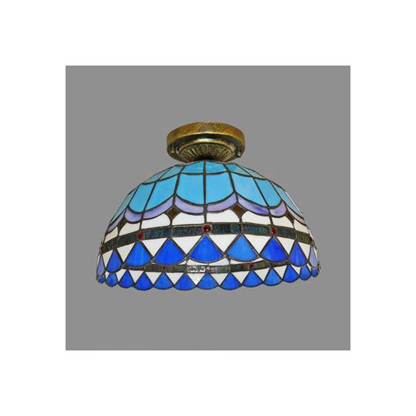 Tiffany Style Victorian/Flower/Pearl/Barroque Lámpara Flush Lámpara Tombra de vidrio 1 Cabeza de montaje Fancos en latón/bronce antiguo para sala de estar