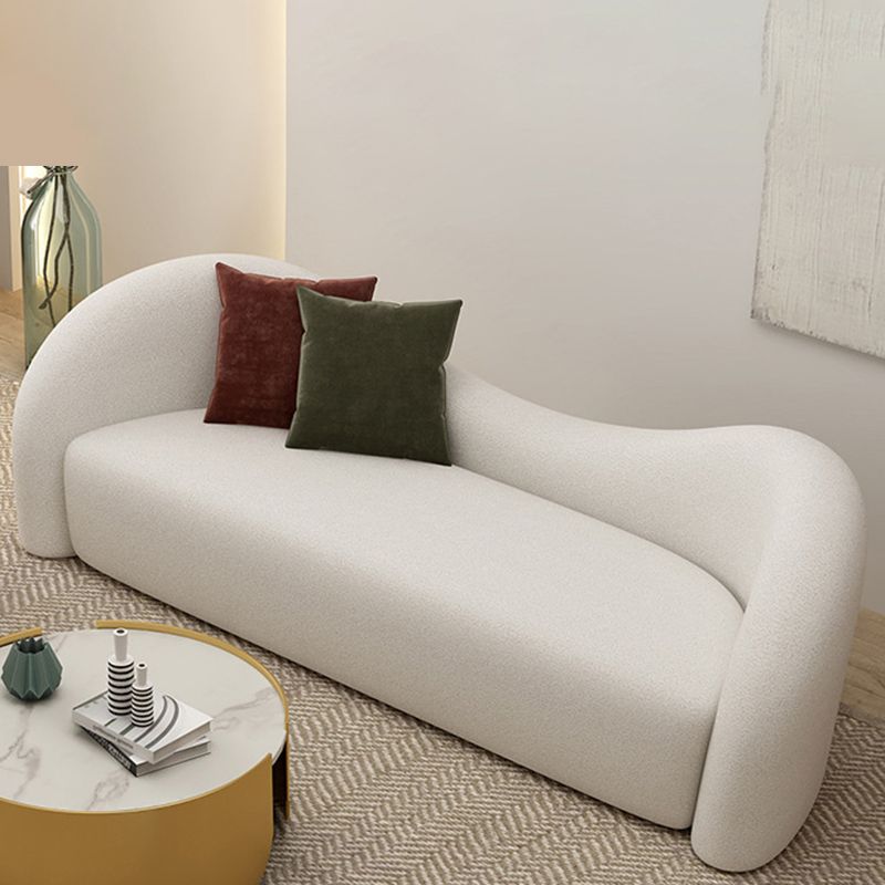 Modern Style Curved Sofa with Pillows Sloped Armed Sofa in White