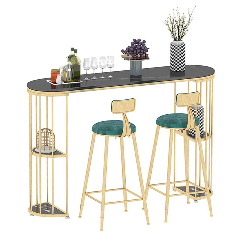 Glam Oval Indoor Counter Set 1/2/3 Pieces Double Pedestal Bar Pub Table Set