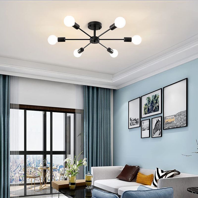 Metal Sputnik Shape Flush Mount Lights Modern Multi Light Flush Mount Light Fixtures