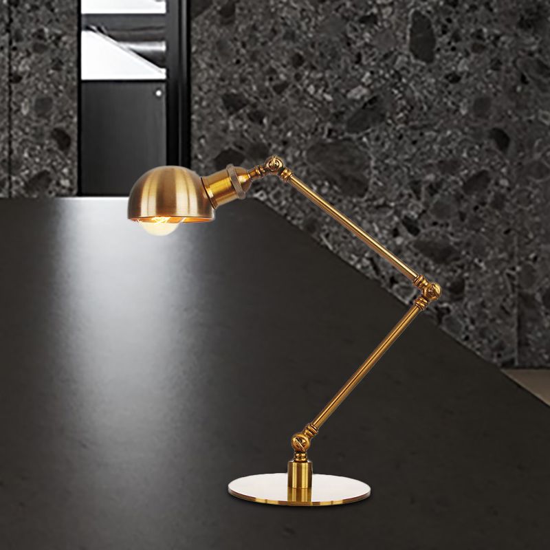 Lámpara de mesa de sombra de tazón dorada con estilo industrial 4 "/8.5" W 1 Lighting de mesa de metal ligero con brazo ajustable