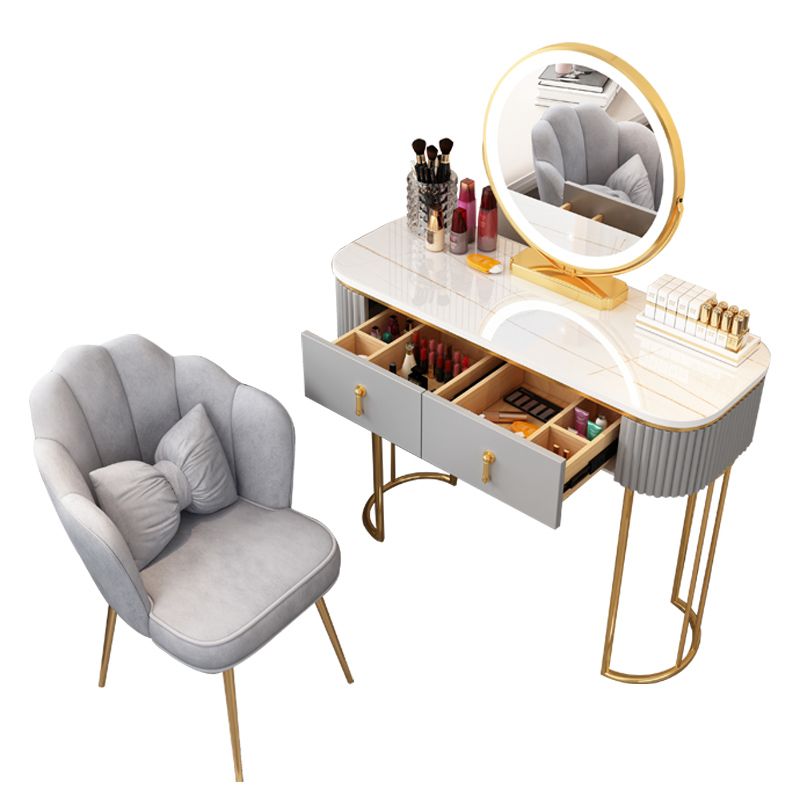 Lighted Mirror Makeup Vanity Storage Box Vanity Dressing Table for Bedroom