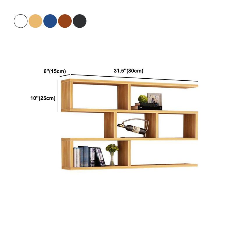 Modern Floating Bookcase with Shelves Geometric Bookshelf for Living Room