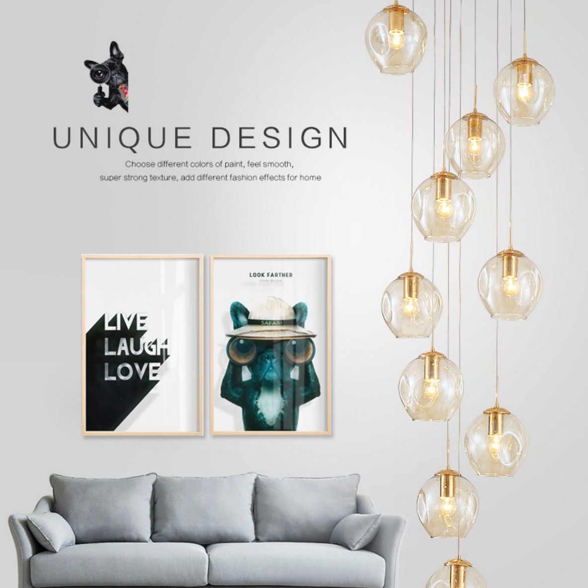 Dimpled Cup Shaped Cluster Pendant Minimalist Cognac Glass 10-Head Stairs Ceiling Light in Brass