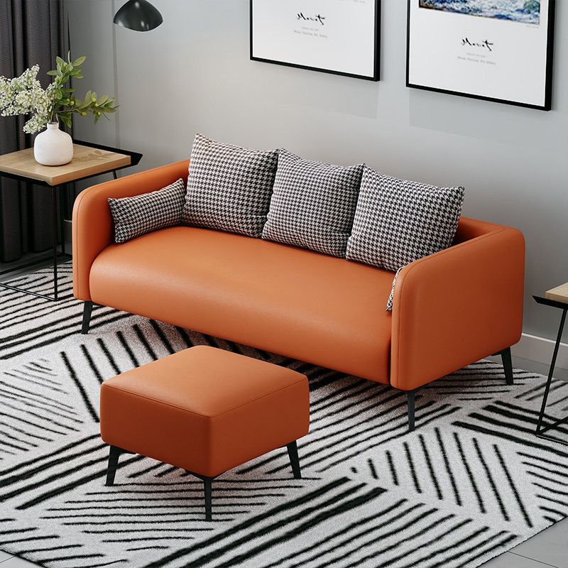 Modern 3-seater Sofa with Houndstooth Pillows Back and Pillow Top Arm