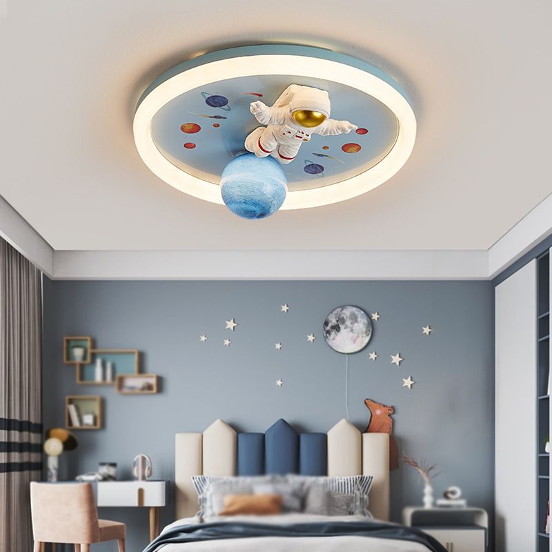Single Blue Modernism Flush Mount Lighting Unique Ceiling Light for Bedroom