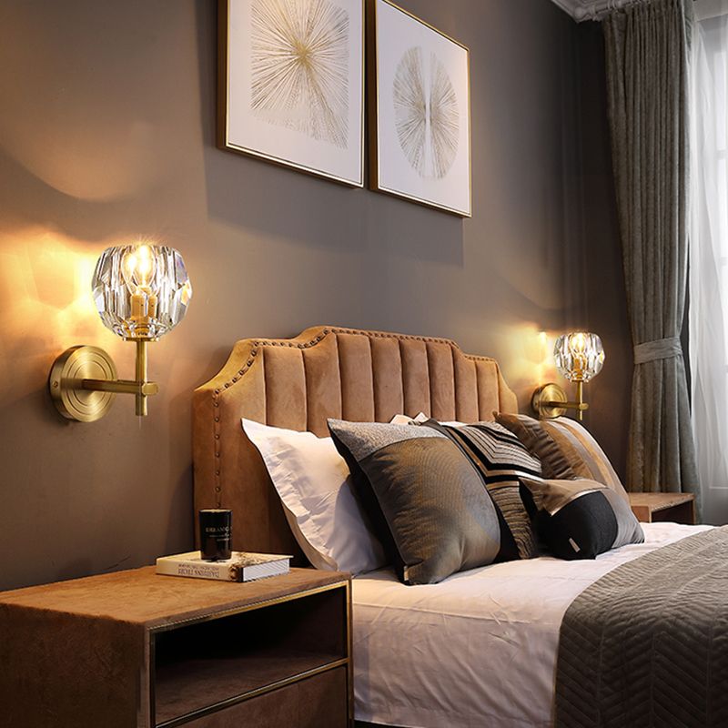 Lámpara de la plataforma de estilo moderno Cristal transparente de pared de 1 luces en oro