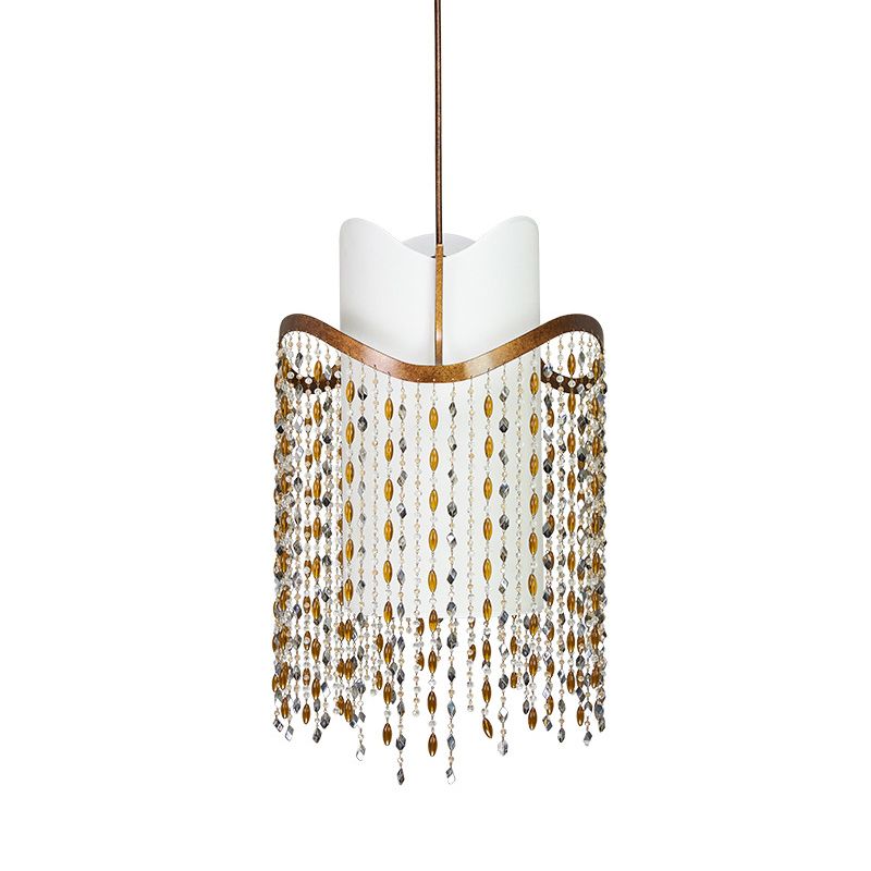 Cascade Chandelier Lamp Nordic Crystal 3 Heads Red Brown Pendant Lighting Fixture for Living Room