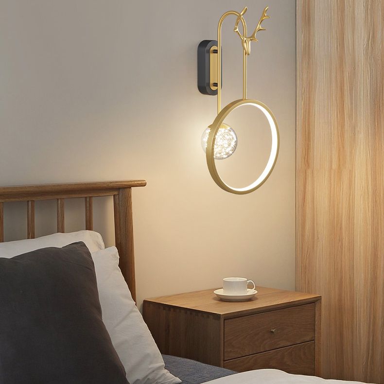 Modern Minimalist Style Circular Wall Mounted Light fixture Glass Wall Light Sconces with Antlers