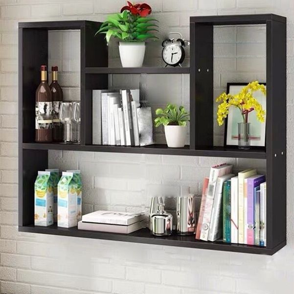 Modern Floating Book Shelf Wall Mounted Manufactured Wood Bookcase