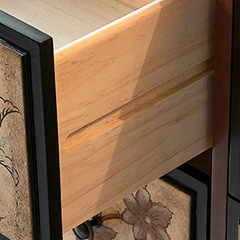 Traditional Wooden Bedroom Chest Horizontal Storage Chest with Drawers