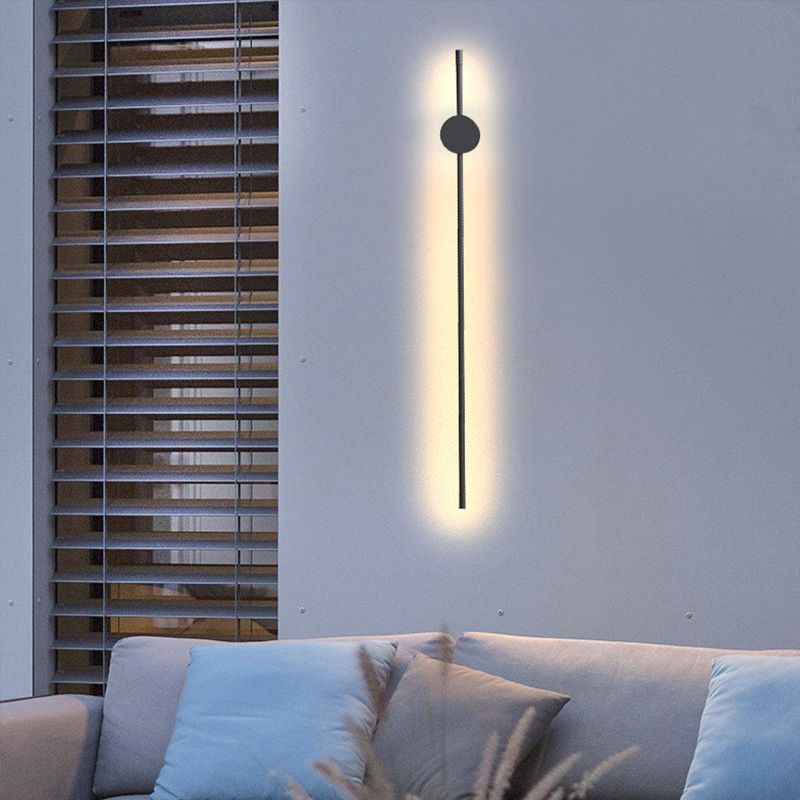 Linear Shape Metal Wall Mount Light Modern Style Multi-Lights Wall Light Sconce in Black