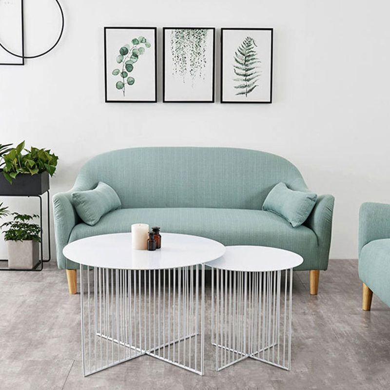 Mid Century Round Iron Coffee Cocktail Table Cross Legs Simple Coffee Table