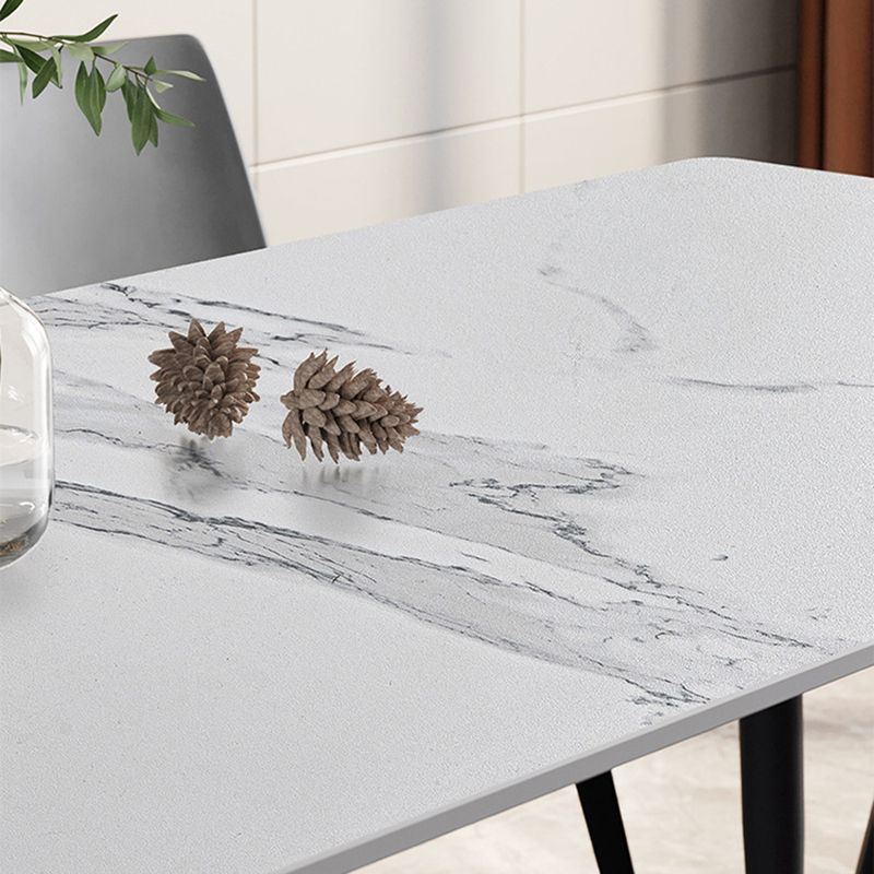 Modern Standard Sintered Stone Dining Set Rectangle Table Kitchen Dining Set in White
