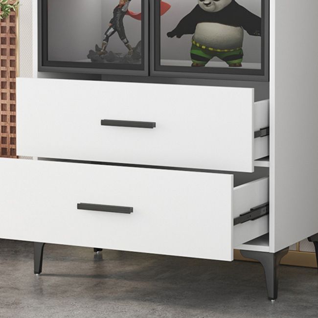 Modern Accent Cabinet Stain Resistant Metal and Wood Cabinet with Doors