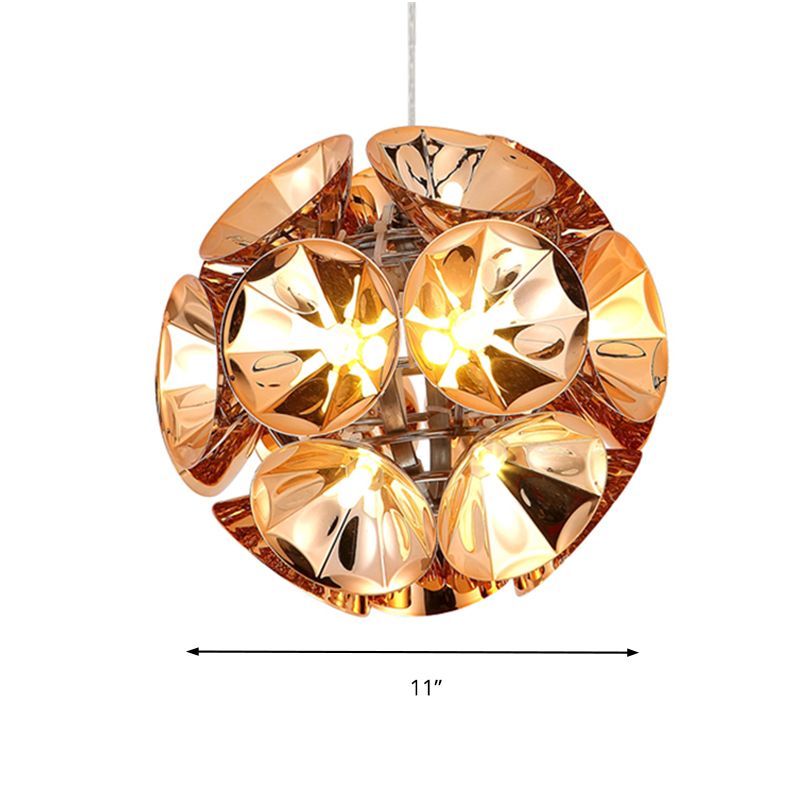 Luz de colgante de bola Luz de lámpara Modernismo de metal cromo/dorado LED de techo colgante en blanco/cálido, 7 "/11" Dia