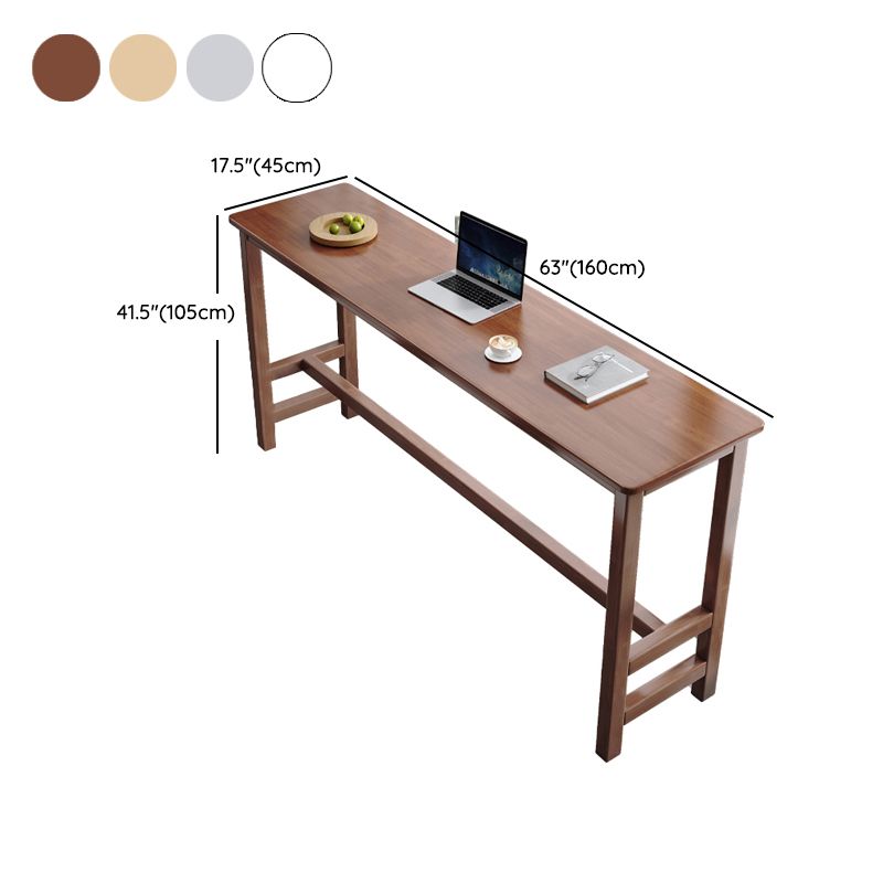 Modern Wood Bistro Bar Table Rectangle Footrest Bar Table for Home
