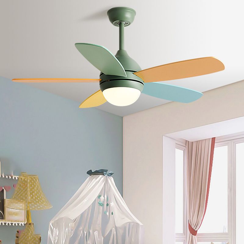 1-Light Ceiling Fan Lamp Modern Style Metal Ceiling Fan Lighting for Bedroom