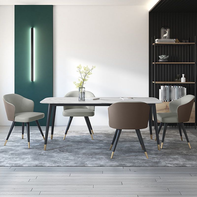 Modern Stone Rectangle Dining Table Home Kitchen Dinner Black Frame Dining Table