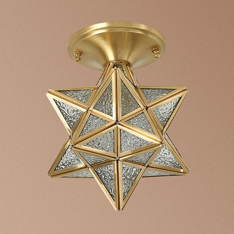 Contemporary Ceiling Lighting Star-Shade Flush Mount Fixture with Glass for Hallway